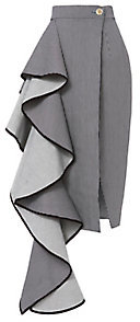 SOLACE London Cascade Ruffle Pinstripe Skirt