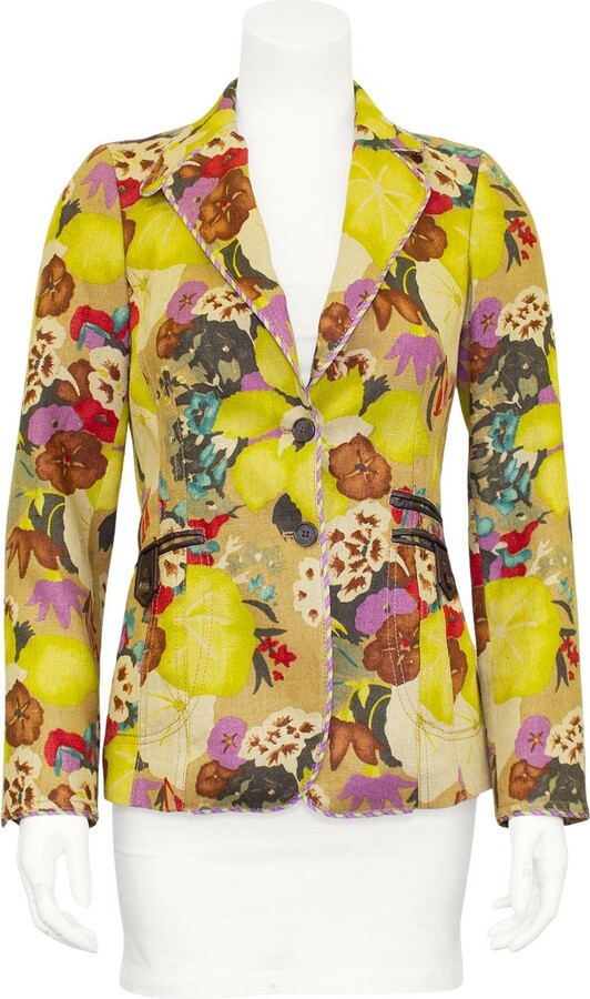 Etro 2000s Floral Linen Blazer