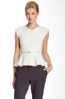 Thumbnail for your product : Rebecca Taylor Cap Sleeve Tweed Zip Peplum Blouse