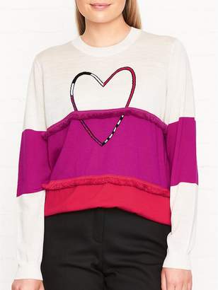 Paul Smith Heart Frill Colour Block Jumper - Pink/White