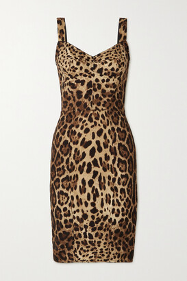 Dolce & Gabbana Leopard-print Silk-blend Charmeuse Dress