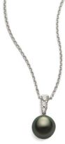 Thumbnail for your product : Mikimoto Morning Dew 10MM Black South Sea Cultured Pearl, Diamond & 18K White Gold Pendant Necklace