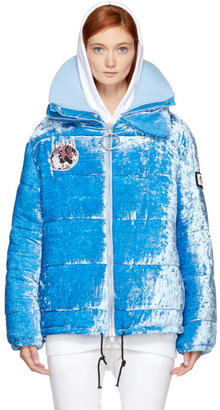 Off-White Blue Velvet Baggy Puffer Jacket
