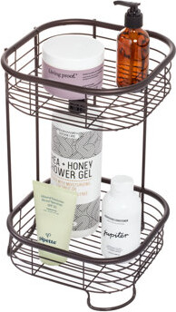InterDesign iDesign Forma Wire Corner Shower Caddy 2-Tier Bath Shelf Baskets 9.5" x 9.5" x 15.25", Satin