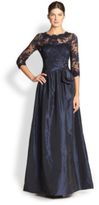 Thumbnail for your product : Teri Jon by Rickie Freeman Embroidered Illusion Gown