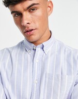 Thumbnail for your product : Selected oxford button down collar shirt in light blue stripe