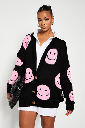 I SAW IT FIRST Pink Oversized Smiley Face Cardigan - ShopStyle