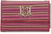 Thumbnail for your product : Love Moschino Medium Woven Faux-Leather Stripe Wallet, Pink