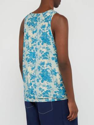 By Walid Layered Floral Print Silk Tank Top - Mens - Blue White