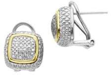 Lord & Taylor 14K Gold and Sterling Silver 0.25 TCW Diamond Pave Stud Earrings