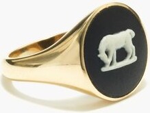 FERIAN Horse Wedgwood Cameo & 9kt Gold Signet Ring