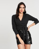Thumbnail for your product : Missguided Brushed Long Sleeve Wrap Top