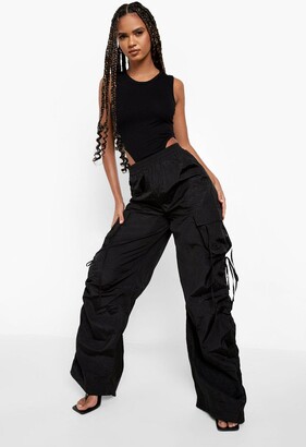 boohoo Shell Wide Leg Cargo Trouser - ShopStyle