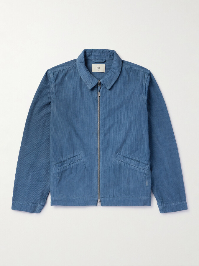 Folk Cotton-jersey Bomber Jacket In Blue
