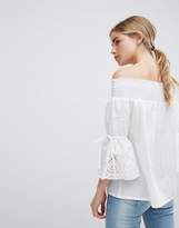 Thumbnail for your product : Bardot Influence Top With Broderie Sleeve Detail