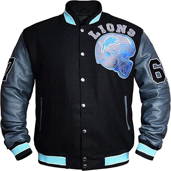 MAXDUD Mens Black & Grey Bomber Jacket Varsity Jacket College