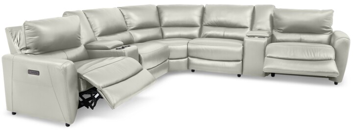 Leather Sectionals The, Danvors 7 Pc Leather Sectional Sofa With 3 Power Recliners