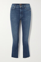 Thumbnail for your product : Mother The Insider Crop Distressed High-rise Flared Jeans - Mid denim