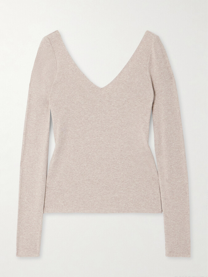 Skin Ribbed Stretch-jersey Top - Neutrals
