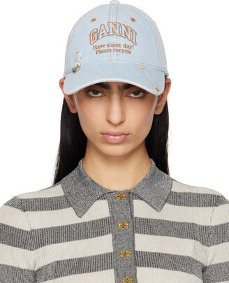 帽子 Ganni logo patch beret Ganni Logo-patch Metallic-crochet Beret - ShopStyle Hats