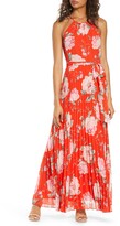 Thumbnail for your product : Eliza J Floral Halter Neck Pleated Maxi Dress