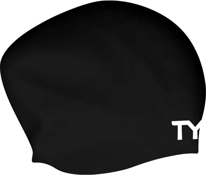 TYR Long Hair Swim Cap, Black