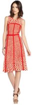 Thumbnail for your product : Taylor poppy and ivory stretch circle pattern sleeveless dress