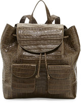 Thumbnail for your product : Nancy Gonzalez Crocodile Drawstring Backpack, Army Green