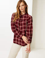Thumbnail for your product : Marks and Spencer Checked Round Neck Long Sleeve Blouse