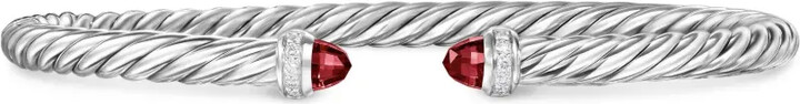David Yurman sterling silver Cablespira garnet and diamond bracelet (4mm)