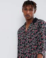 Thumbnail for your product : Reclaimed Vintage Inspired Revere Shirt In Black Floral Print Reg Fit