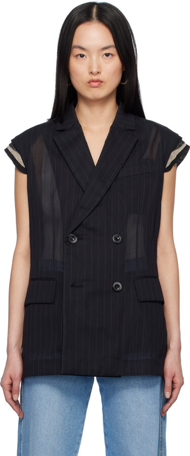 Sacai Hybrid Double-Breasted Waistcoat - ShopStyle Vests Sacai Hybrid Double-Breasted Waistcoat - ShopStyle Vests