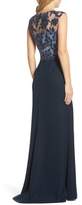 Thumbnail for your product : Tadashi Shoji Embroidered Mesh & Crepe Gown