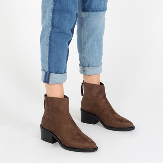 Public Desire Isabella Ankle Boots in Taupe Faux Suede