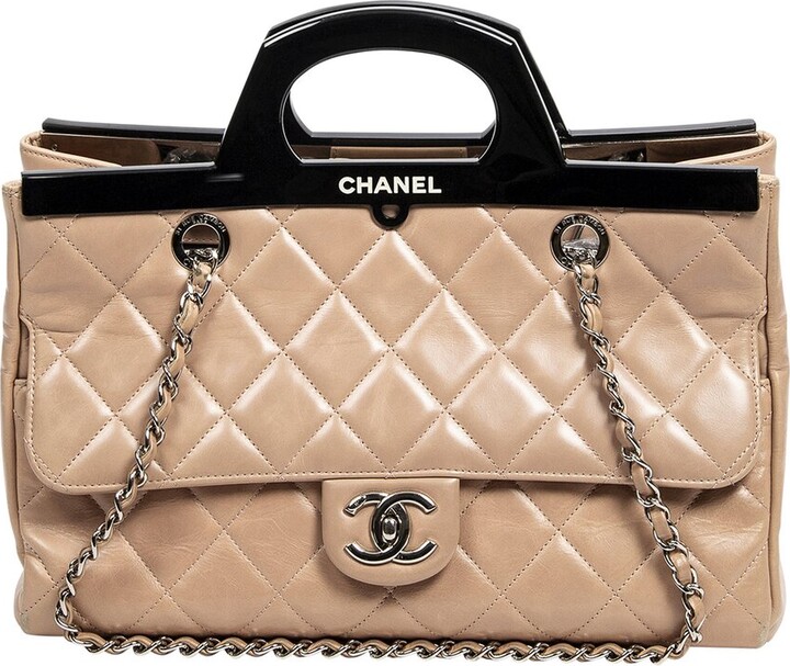 Chanel Limited Edition Beige Quilted Lambskin Leather Delivery