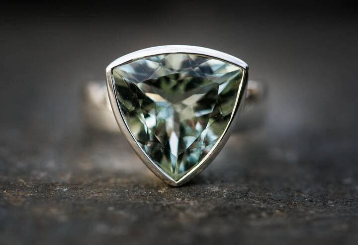 Etsy Green Quartz Ring 6 - Trillion Prasiolite Amethyst