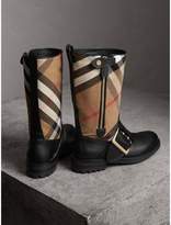 Thumbnail for your product : Burberry House Check Buckle Detail Leather Boots