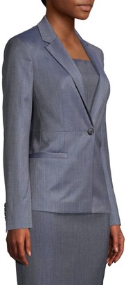 HUGO BOSS Jaliana Slim-Fit Mini Patterned Natural Stretch Wool Single-Breasted Blazer