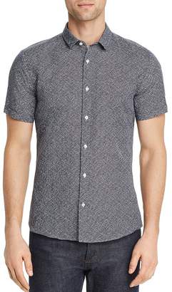 HUGO Empson Short-Sleeve Crosshatch-Print Extra-Slim Fit Shirt
