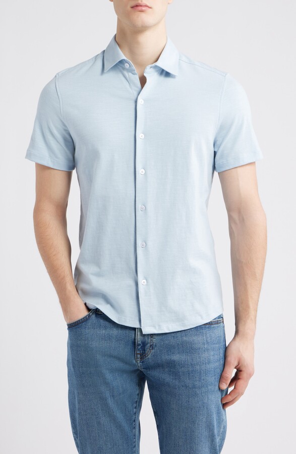 Robert Barakett Kimberton Short Sleeve Knit Button-Up Shirt
