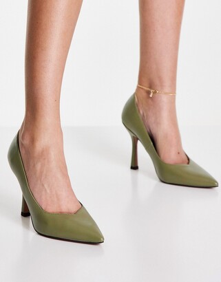 ASOS DESIGN Pablo high heeled court shoes in olive - ShopStyle Heels