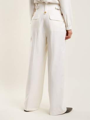 The Row Piefer Wide Leg Cotton Blend Trousers - Womens - Ivory