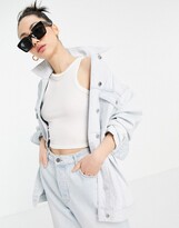 Thumbnail for your product : ASOS DESIGN cotton blend oversized denim jacket in bleach wash - MBLUE