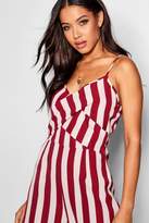 Thumbnail for your product : boohoo Wide Stripe Twist Front Culotte Jumpsuit