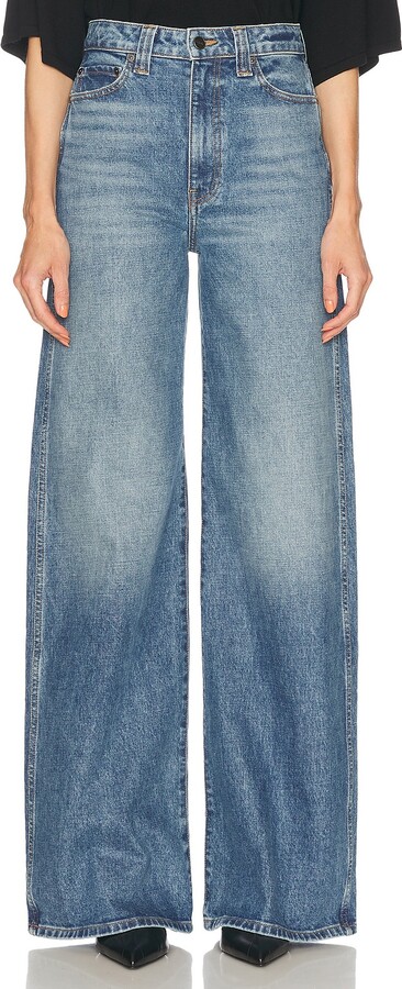 KHAITE Dane Flare Leg Jeans in Blue