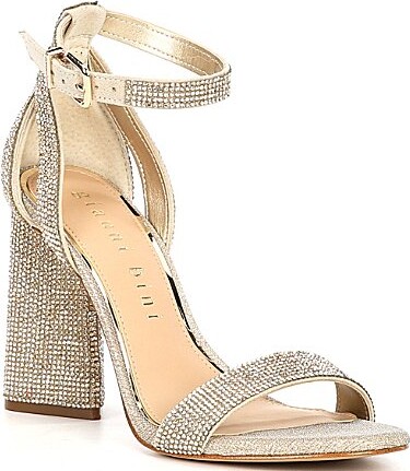 Gianni Bini Dericka Rhinestone Ankle Strap Block Heel Dress Sandals