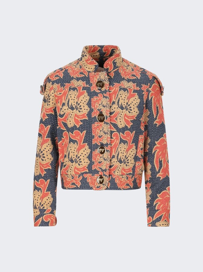 Valentino Apres L'hiver Quilted Floral Jacquard Jacket Multicolor