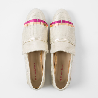 Paul Smith Women's Metallic Suede 'Freya' Loafers With Coloured Fringing