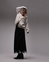 Thumbnail for your product : Topshop knitted plated boyfriend long line boucle cardigan in stone