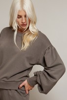 Thumbnail for your product : Little Mistress Grey Balloon Sleeve Sweatshirt Loungewear Co-ord